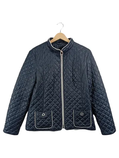 Barbara Lebek Steppjacke Damen Gr. 40 Blau Gepunktet Gesteppt
