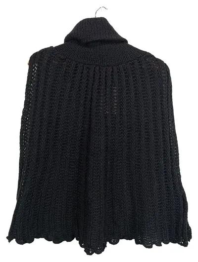 Taifun Damen Strickponcho Pullunder Schwarz Gr. 36 Rollkragen Lochmuster Casual