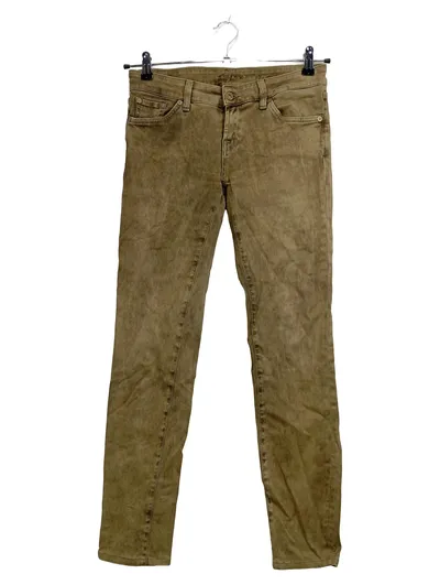 7 For All Mankind Damen Jeans Slim Fit Hose Braun Gr. 40 W31 Used Look