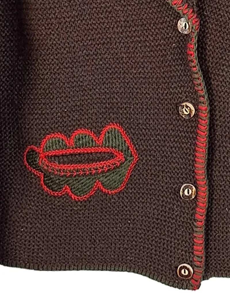 Almsach Damen Trachten Strickjacke Braun Gr. L 40/42 Wolle 3