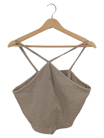 Calvin Klein Jeans Damen Top Bandana-Stil Beige Gr. 40 L Rippstrick