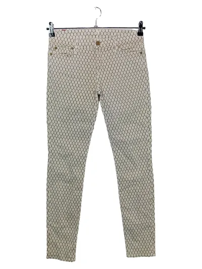 7 For All Mankind Damen Stoffhose Weiß Geometrisch Gr. 27 W27 L29