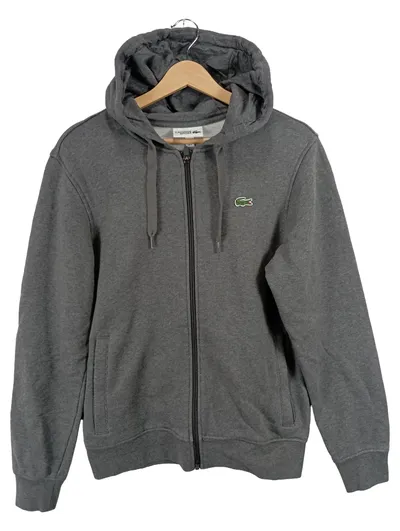 Lacoste Sport Sweatjacke Herren Gr. S Grau Kapuze Hoodie Baumwolle