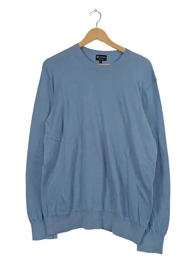 Giesswein Herren Pullover Blau Gr. 52 XL Cotton Basics Rundhals Langarm