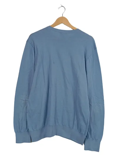 Giesswein Herren Pullover Blau Gr. 52 XL Cotton Basics Rundhals Langarm