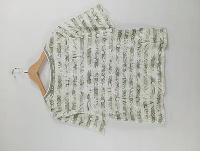 RABE Damen T-Shirt Gr. 38 M Grün Blumenmuster Gestreift Kurzarm