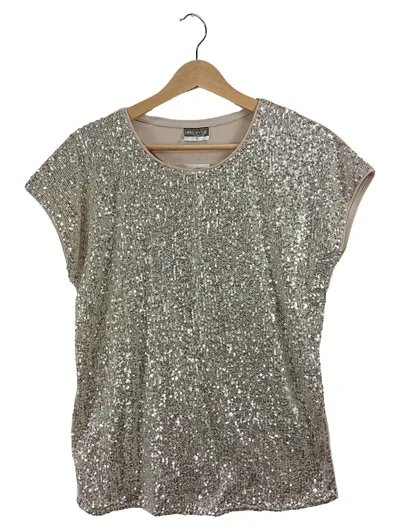 BELOVED Damen Abendkleid Gr. 36 S Silber Pailletten Festlich Kurzarm