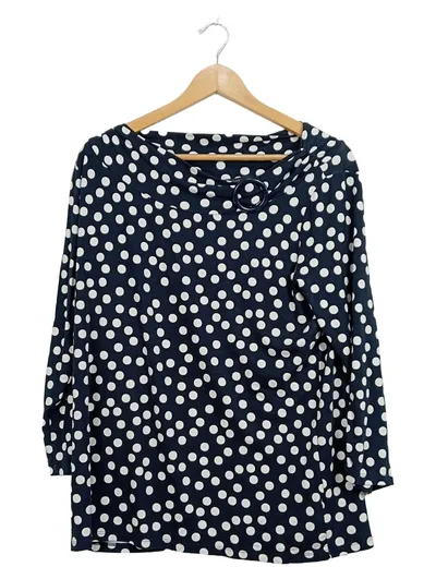 Betty Barclay Damen Bluse Gr. 42/XL Polka Dots Blau Weiß Viskose