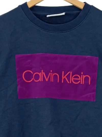 Calvin Klein Herren Sweatshirt Blau Gr. 48 M Logo Patch Baumwolle