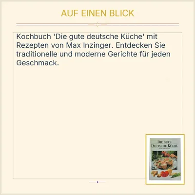 Kochbuch Die gute deutsche Küche Max Inzinger Rezepte Kochen Backen