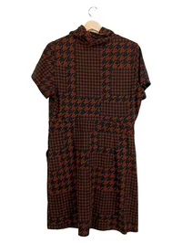 Apricot Damen Blusenkleid Gr. 42 Braun Hahnentritt Rollkragen Midikleid 2