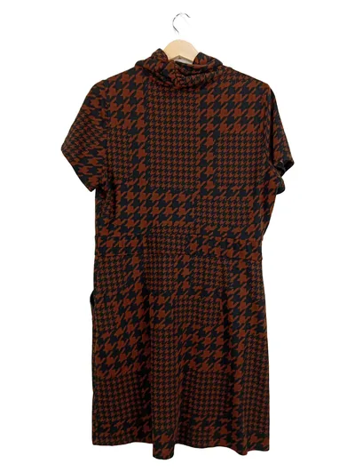 Apricot Damen Blusenkleid Gr. 42 Braun Hahnentritt Rollkragen Midikleid