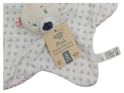Tender Toys Schmusetuch Kuscheltuch Bär Sterne Weiß Rosa Baumwolle