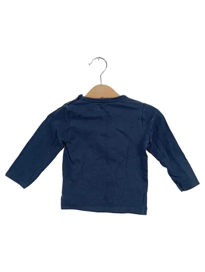 Dirkje Kinder Langarmshirt Blau Gr. 80 Happy Schriftzug Baumwolle