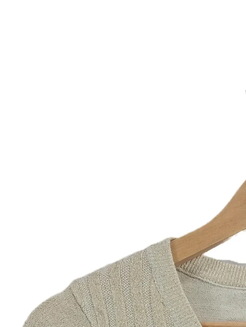BELOVED Damen Pullover Gr. 36/S Beige Glitzer V-Ausschnitt Feinstrick 3/4-Arm 5