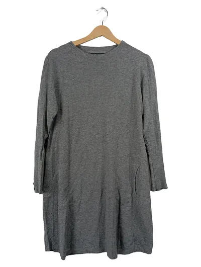 Finery London Strickkleid Damen Gr. L/XL Grau Meliert mit Taschen