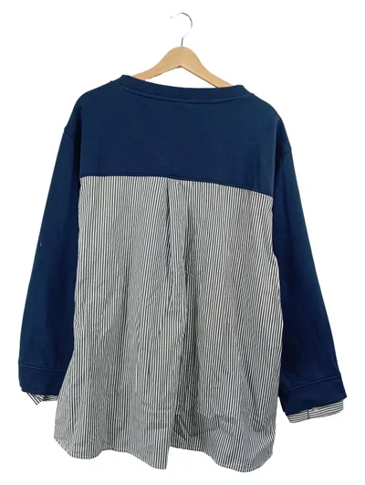 Ulla Popken Damen Pullover 2-in-1 Optik Blau Gr. 50 Langarm
