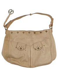 Coccinelle Umhängetasche Damen Leder Beige Nieten Groß 1
