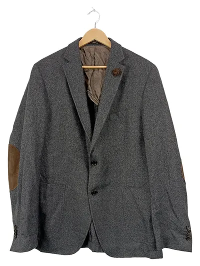 windsor. Herren Sakko Gr. 52 XL Grau Meliert Ellbogen-Patches Klassisch