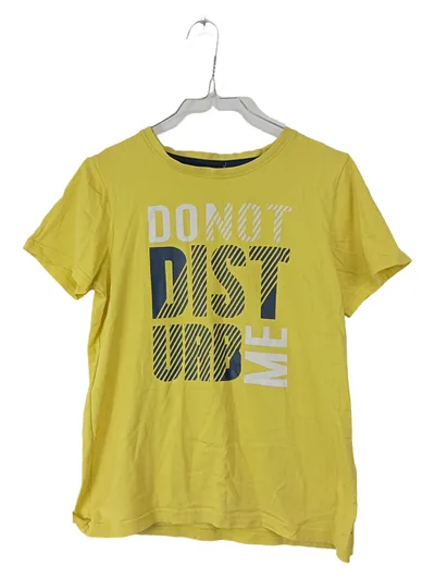 Yigga Kinder T-Shirt Gr. 152 Gelb Schriftzug Baumwolle Freizeit Casual