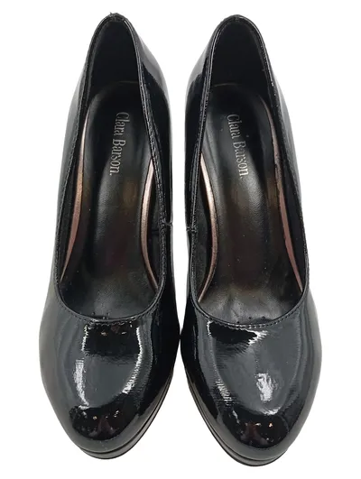 Clara Barson Damen Pumps Lackleder Plateauabsatz Schwarz Gr. 37
