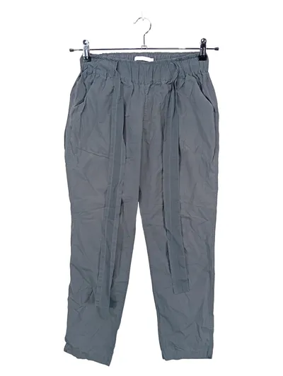 Lis Lareida Damen Stoffhose Grau Gr. 34 W26 XS Casual Bindegürtel