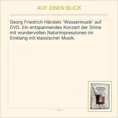 inbalance DVD Georg Friedrich Händel Wassermusik Water Music Klassik Wellness
