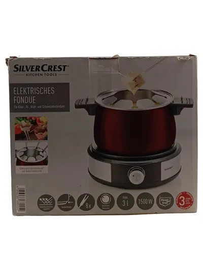 SilverCrest Elektrisches Fondue SFE 1500 D3 3L 1500W Rot Käse Öl Schokolade