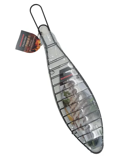 EUROHOME Fischbräter Grillguthalter 40x9 cm Antihaftbeschichtung Schwarz BBQ