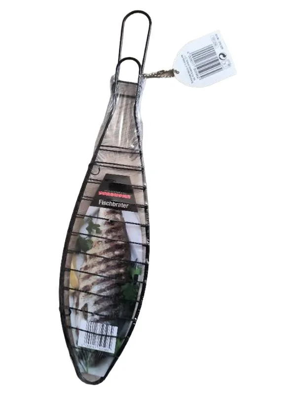 EUROHOME Fischbräter Grillguthalter 40x9 cm Antihaftbeschichtung Schwarz BBQ 2