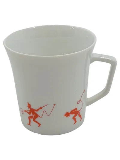 FÜRSTENBERG Tasse Porzellan Teufel Dekor Weiß Klassisch