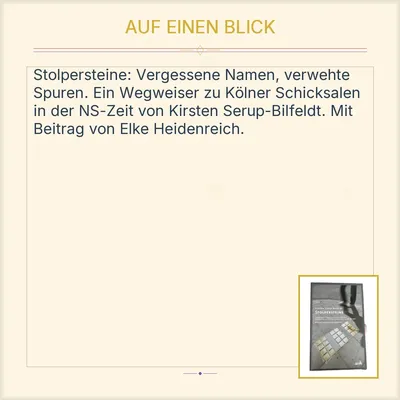 Stolpersteine Kirsten Serup-Bilfeldt Köln NS-Zeit Geschenkbuch KiWi