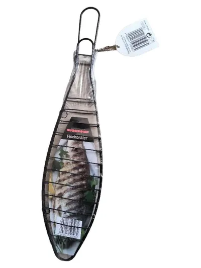 EUROHOME Fischbräter Grillguthalter Schwarz 40x9cm Antihaftbeschichtung