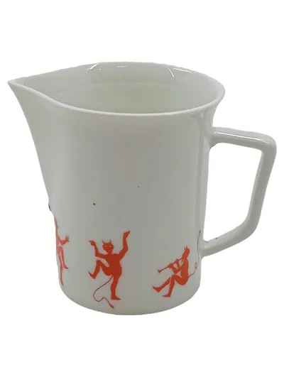 FÜRSTENBERG Milchkännchen Porzellan Weiß Teufel Motiv 6 cm