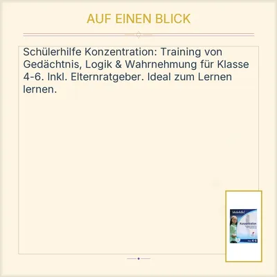 Schülerhilfe Konzentration Training Gedächtnis Logik Wahrnehmung Klasse 4-6