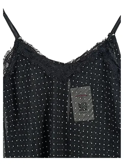 Ann Christine Damen Nachthemd Gr. 34 XS Schwarz Punkte Spitze Träger