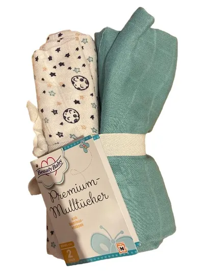 Beauty Baby Pucktuch 2er Set Bambus Sterne Mehrfarbig 80 cm