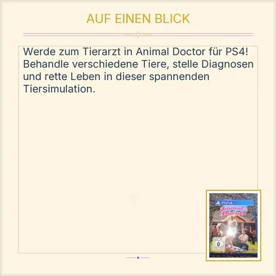 Animal Doctor PS4 PlayStation 4 Spiel Tierarzt Simulation Toplitz