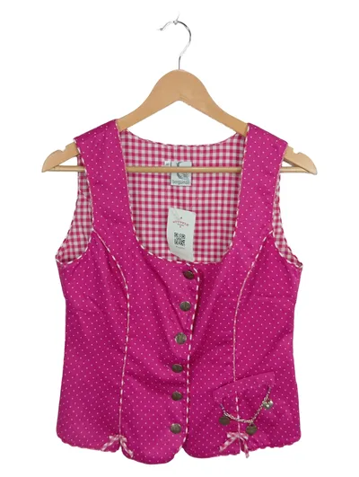 Bergweiss Trachten Damen Trachtenweste Mieder Gr. 40 Pink Punkte Baumwolle