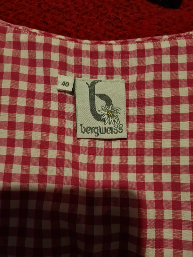 Bergweiss Trachten Damen Trachtenweste Mieder Gr. 40 Pink Punkte Baumwolle 2