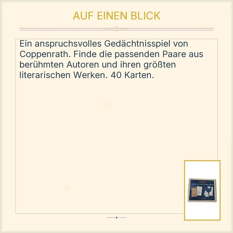 Coppenrath Memo Große Autoren Große Werke Gedächtnisspiel Literatur Klassiker 4