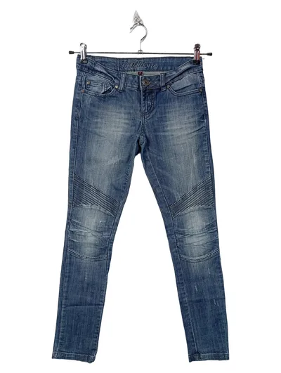 Fishbone Damen Jeans Slim Fit Blau Gr. 34 W26 XS Stretch
