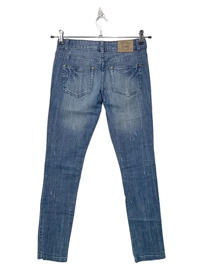 Fishbone Damen Jeans Slim Fit Blau Gr. 34 W26 XS Stretch