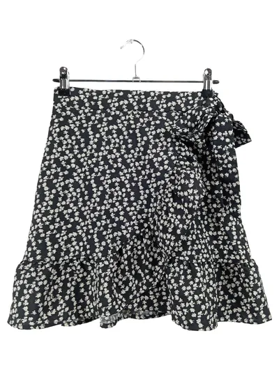 Effeny Damen Wickelrock Minirock Schwarz Blumenmuster Rüschen Gr. 36 S