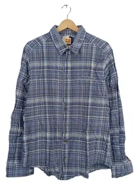 BOSS Orange Herren Freizeithemd Kariert Blau Gr. 52 XL Langarm Casual 1