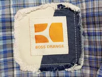 BOSS Orange Herren Freizeithemd Kariert Blau Gr. 52 XL Langarm Casual 5