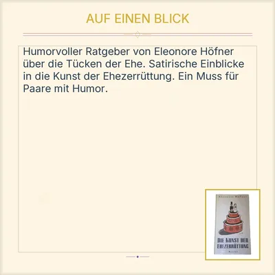 Die Kunst der Ehezerrüttung Eleonore Höfner Rowohlt Humorbuch Ehe Hochzeit