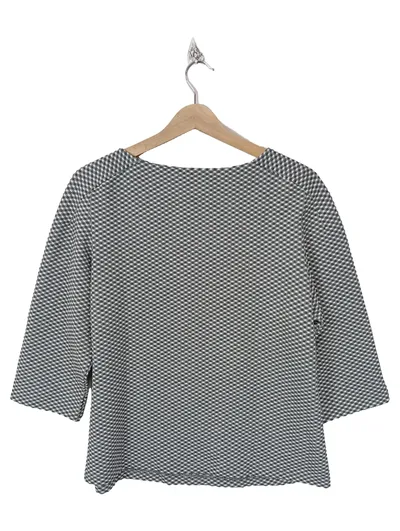 Taifun Damen Pullover Gr. 42 XL Grau Kariert 3, 4-Arm Viskose Klassisch