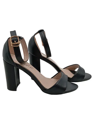 CALIA Damen Sandaletten Schwarz Gr. 36 Blockabsatz Riemchen Elegant