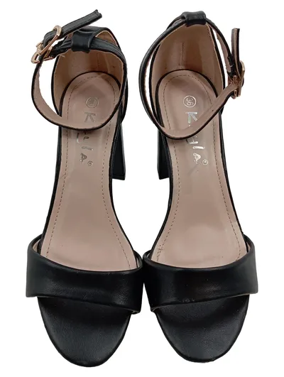 CALIA Damen Sandaletten Schwarz Gr. 36 Blockabsatz Riemchen Elegant